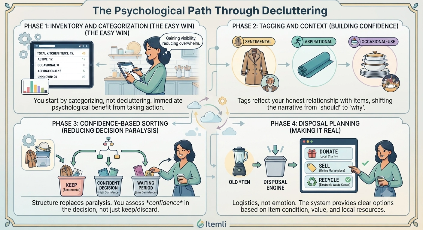 The psychological path through decluttering with Itemli