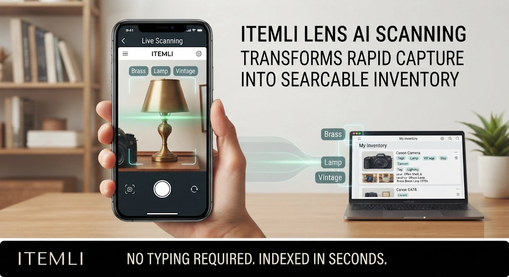 Itemli Lens AI scanning transforms rapid capture into searchable inventory