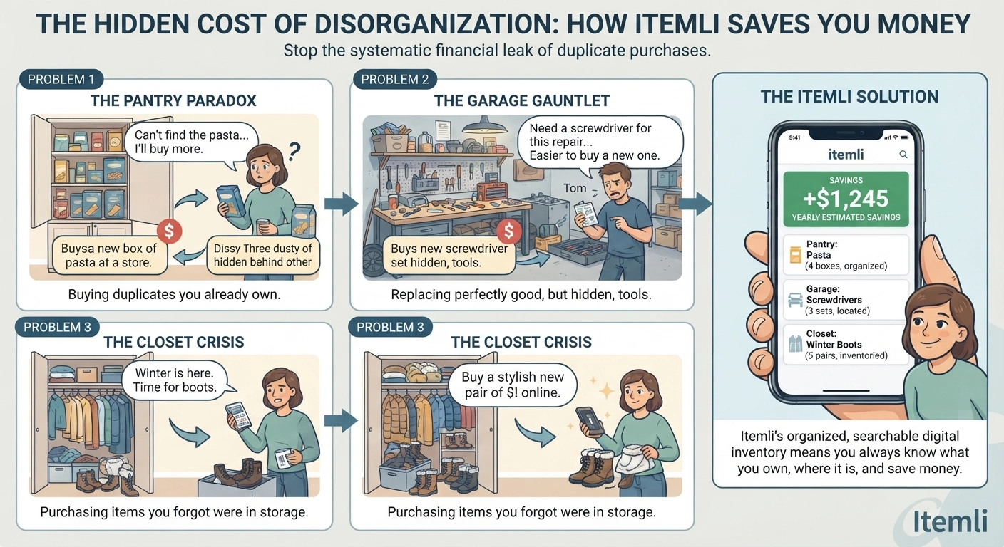 Itemli inventory management preventing duplicate purchases and financial waste
