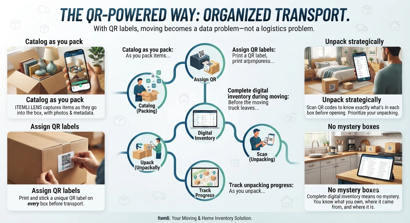 QR-powered moving: from chaos to organized transport